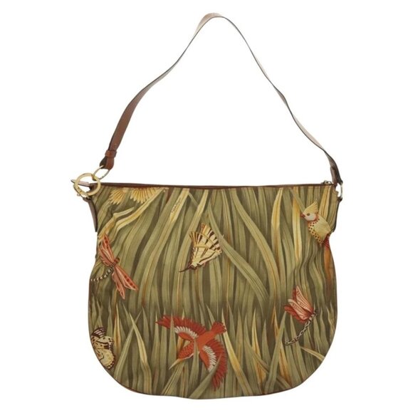 Salvatore Ferragamo Shoulder Bag Nylon Green Gold Auth - Picture 3 of 16